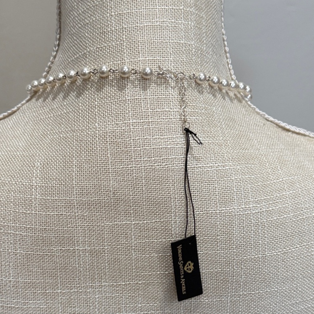VSA PEARL BEADED WRAP NECKLACE 6MM PEARLS CREAM - NWT - Picture 3 of 11